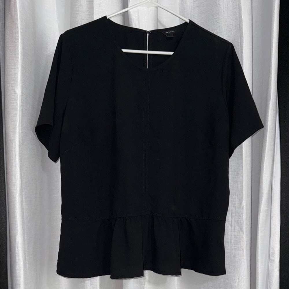 Ann Taylor Black Peplum Top